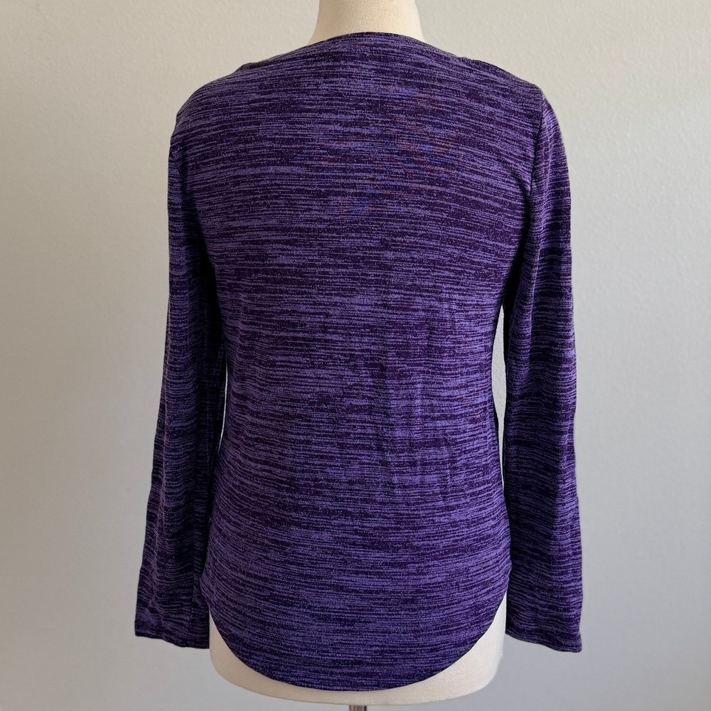 Juicy Couture‎ Sweater Sz L Purple Dye Cutout Lightweight Long Sleeve Top - Picture 2 of 9